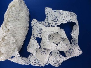 white 5 inches wide sequins faux pearl venise bridal netting lace trim