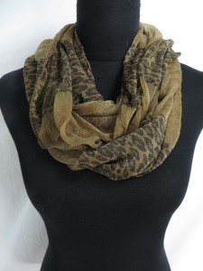 animal print and plain color blocks infinity scarf / circle loop long wrap / endless shawl / cowl neck circular scarf / eternity scarf / double loop scarf 
