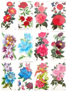 big rose flower peony tattoo sticker Our warehouse staffs will randomly choose assorted designs shown on the pictures