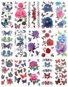 flower rose butterfly temporary tattoo Our warehouse staffs will randomly choose assorted designs shown on the pictures