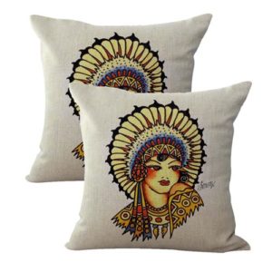 set of 2 Sailor Jerry tattoo naive women cushion cover