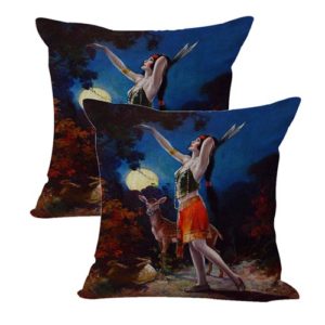 set of 2 Charles Relyea Indian Maiden cushion cover