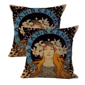 set of 2 Alphonse Mucha Sarah Bernhardt cushion cover