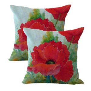 set of 2 garden vintage poppy flower cushion cover