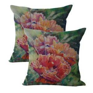 set of 2 garden vintage poppy flower cushion cover