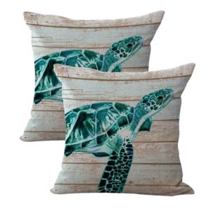 set of 2 ocean coastal sea turtle marine cushion cover