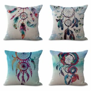 set of 4 American Indian dream catcher cushion covers Cushion covers/pillow cases in assorted designs randomly picked by us. Pillow case only, insert pillow is not included.