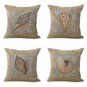 set of 4 cushion covers sea shell starfish Cushion covers/pillow cases in assorted designs randomly picked by us. Pillow case only, insert pillow is not included.