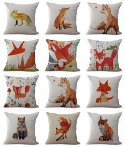 cushion covers fox animal Square cushion covers/pillow cases in assorted designs randomly picked by us. Pillow case only, insert pillow is not included.