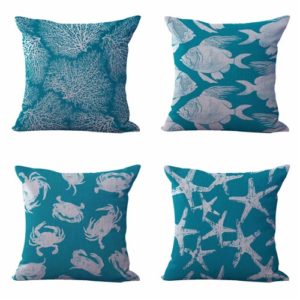 Set of 4 cushion covers crab starfish coral Cushion covers/pillow cases in assorted designs randomly picked by us. Pillow case only, insert pillow is not included.