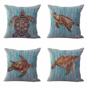 Set of 4 cushion covers turtle ocean animal Cushion covers/pillow cases in assorted designs randomly picked by us. Pillow case only, insert pillow is not included.