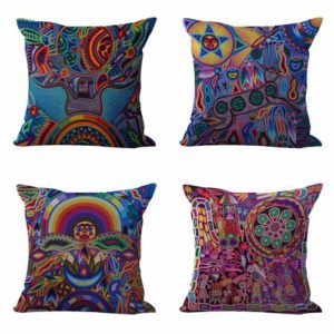 Set of 4 cushion covers Mexican folk art print Cushion covers/pillow cases in assorted designs randomly picked by us. Pillow case only, insert pillow is not included.