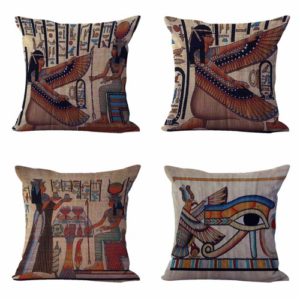 Set of 4 cushion covers Ancient Egyptian Cushion covers/pillow cases in assorted designs randomly picked by us. Pillow case only, insert pillow is not included.