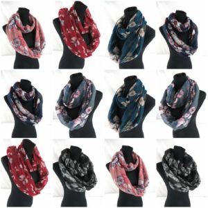 10pcs vintage butterfly floral infinity scarf Soft, trendy and lightweight eternity circle neck wrap. Perfect fashion accessory for all seasons. Great gifts for friends and family.