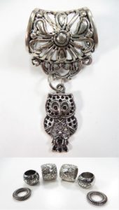 animal owl pendant slider scarf rings set Jewelry findings for DIY scarves with jewelry / necklace scarf accessory