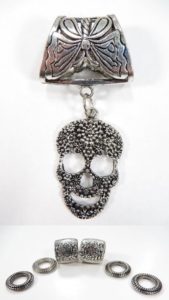 sugar skull Day of the Death pendant slider scarf rings set Jewelry findings for DIY scarves with jewelry / necklace scarf accessory