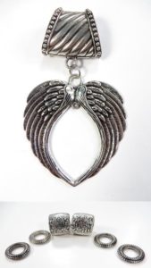 angel wing heart pendant slider scarf rings set Jewelry findings for DIY scarves with jewelry / necklace scarf accessory