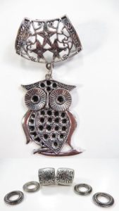 owl pendant slider scarf rings set Jewelry findings for DIY scarves with jewelry / necklace scarf accessory