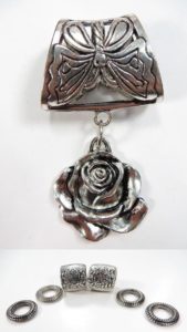rose flower pendant slider scarf rings set Jewelry findings for DIY scarves with jewelry / necklace scarf accessory