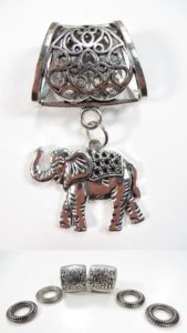 good luck elephant pendant slider scarf rings set Jewelry findings for DIY scarves with jewelry / necklace scarf accessory