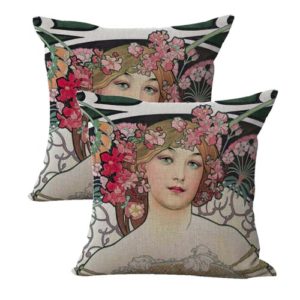 set of 2 Alphonse Mucha Daydream Reverie cushion cover