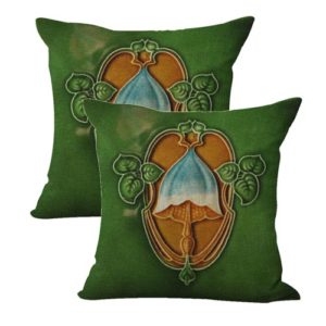 set of 2 Art Nouveau tile flower cushion cover