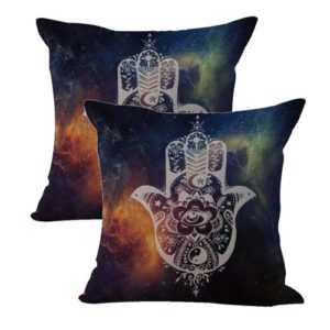 set of 2 Hamsa Hand Of Fatima galaxy cushion cover