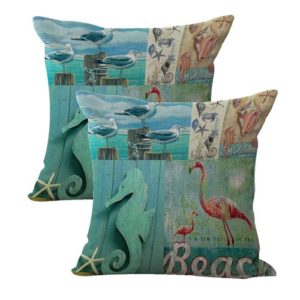 set of 2 flamingo nautical seahorse seagull cushion cover