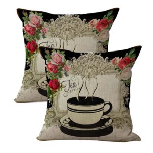 set of 2 teacup English rose retro cushion cover