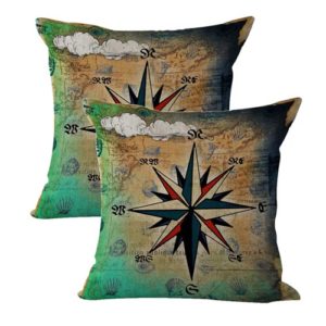 set of 2 compass marine coastal cushion cover