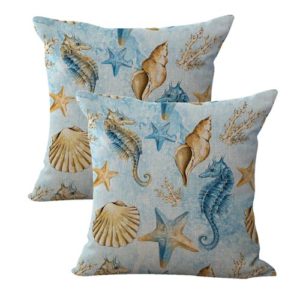 set of 2 starfish seashorse seashell cushion cover