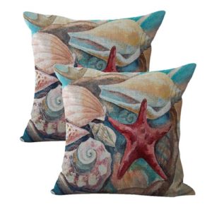 set of 2 seashell nautical cushion cover