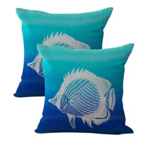 set of 2 ocean life marine fish cushion cover