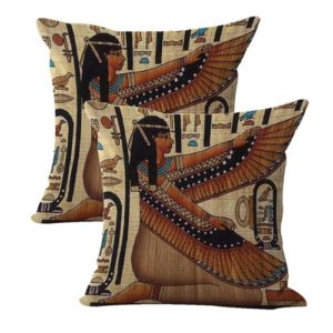 set of 2 Ancient Egyptian Isis fertility goddess cushion cover