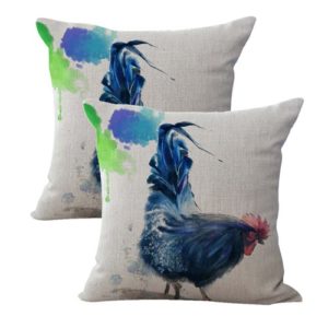 set of 2 farm barn rooster watercolor cushion cover
