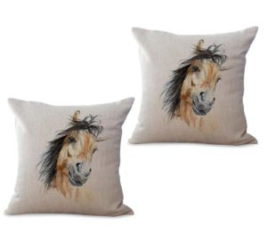 set of 2 equine horse equestrian cushion cover