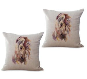 set of 2 equine horse equestrian cushion cover