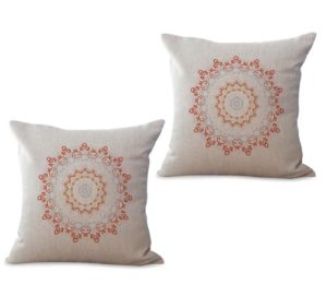 set of 2 bohemian mandala symbol of universe cushion cover