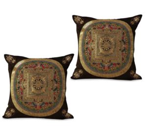 set of 2 Hinduism Buddhism symbol mandala cushion cover