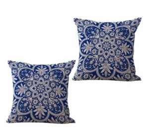 set of 2 blue Chinese porcelain mandala cushion cover