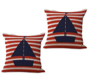 set of 2 marine nautical sailing boat cushion cover