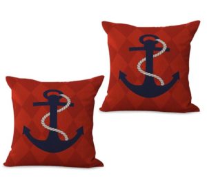 set of 2 marine nautical anchor cushion cover