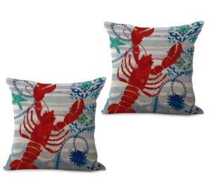 set of 2 marine nautical ocean animal lobster cushion cover