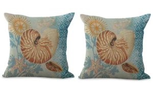 set of 2 sailing sea ocean shells cushion cover