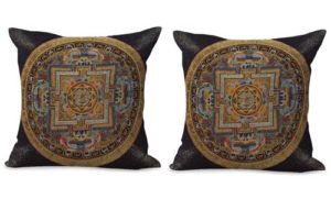 set of 2 Tibetan mandala cushion cover sacred geometry