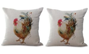 set of 2 farmhouse animal rooster chicken cushion cover