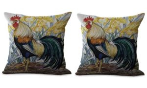 set of 2 farmhouse animal rooster chicken cushion cover
