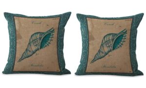 set of 2 beach coastal seashell cushion cover