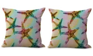 set of 2 starfish sea star cushion cover ocean seaside