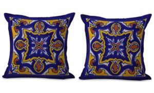 set of 2 Mexican talavera cushion cover